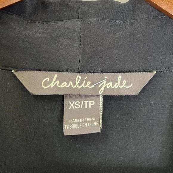 CLEARANCE - Charlie Jade Gray 100% Silk Long Sleeve Romper with Pockets - Picture 7 of 8